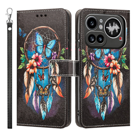 For Nothing Phone (4a) Pro Case Pattern Printing PU Leather Flip Wallet Phone Cover with Wrist Strap