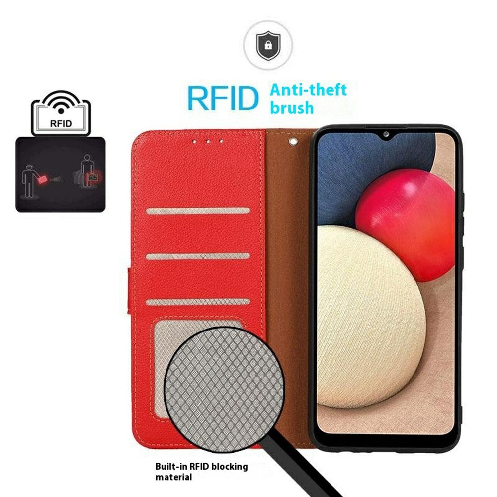 KHAZNEH For Xiaomi 17T Case RFID Blocking Wallet Litchi Texture PU Leather Phone Cover with Strap