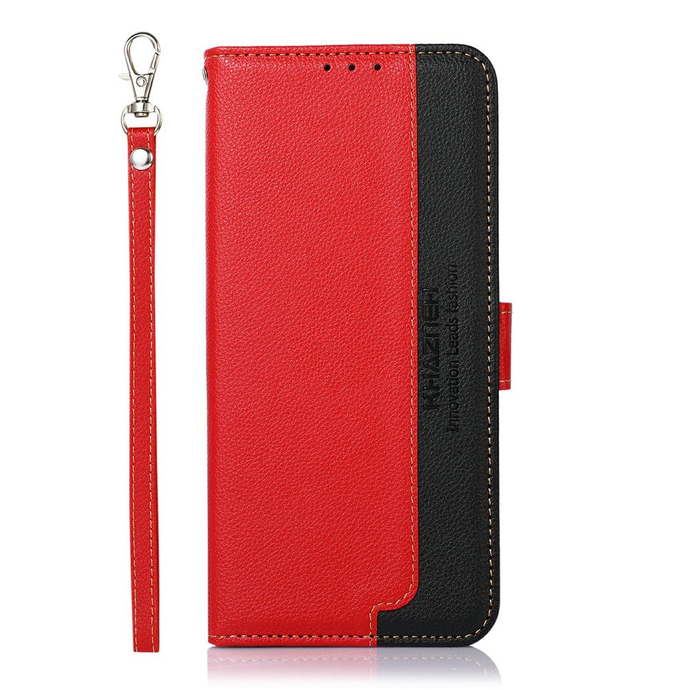 KHAZNEH For Xiaomi 17T Case RFID Blocking Wallet Litchi Texture PU Leather Phone Cover with Strap