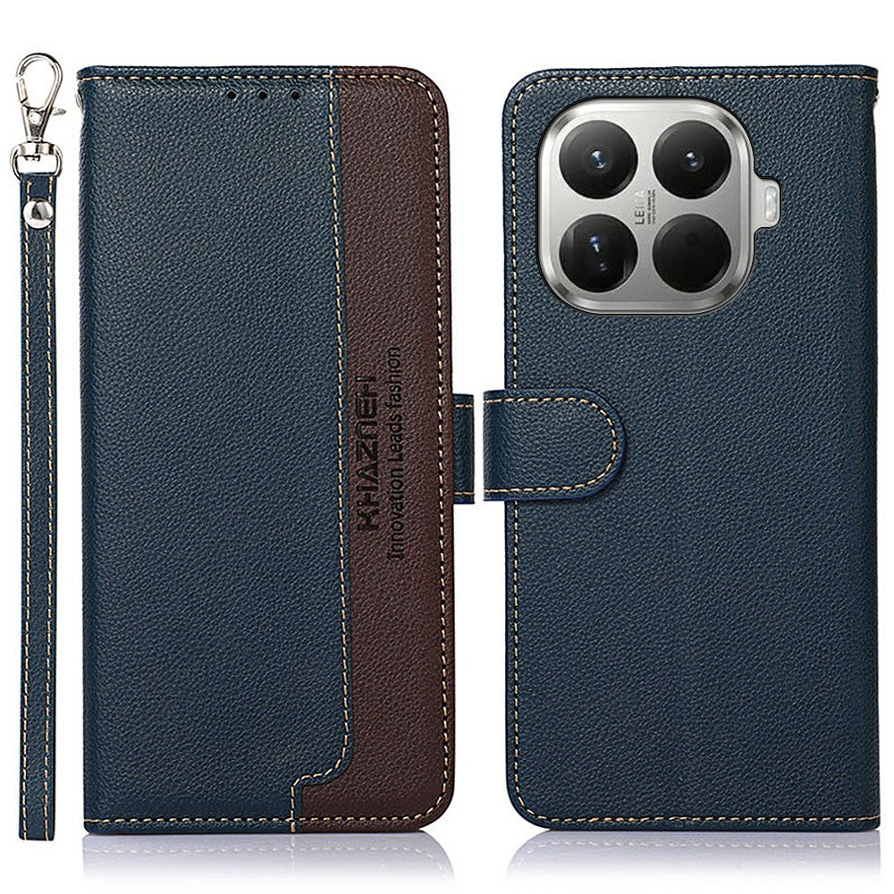 KHAZNEH For Xiaomi 17T Case RFID Blocking Wallet Litchi Texture PU Leather Phone Cover with Strap