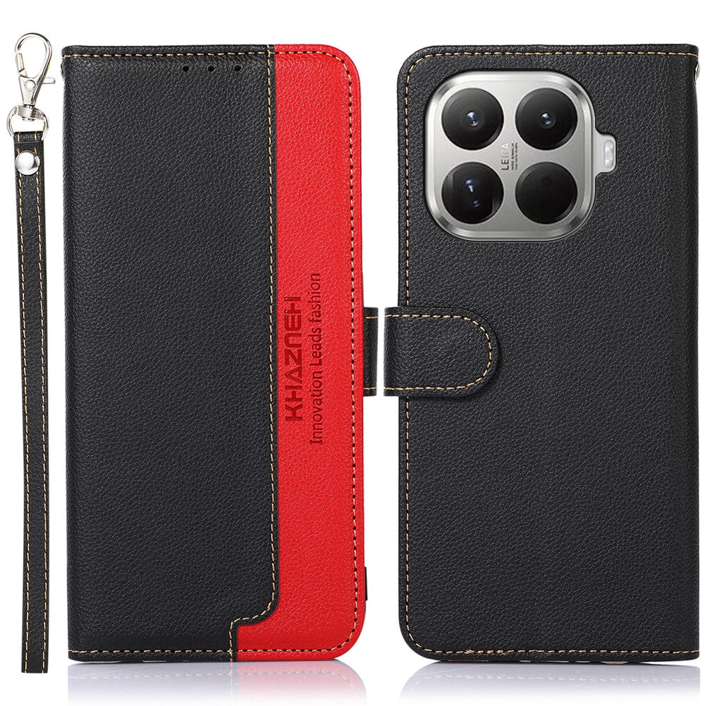 KHAZNEH For Xiaomi 17T Pro Case RFID Blocking Wallet Litchi Texture PU Leather Phone Cover with Strap