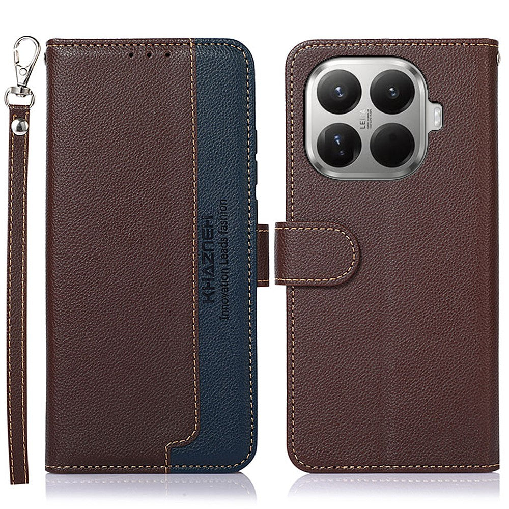 KHAZNEH For Xiaomi 17T Pro Case RFID Blocking Wallet Litchi Texture PU Leather Phone Cover with Strap