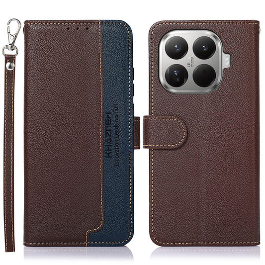 Xiaomi 17T Pro Handyhülle – KHAZNEH RFID-blockierende Brieftasche Litschi-Textur PU-Leder- mit Riemen