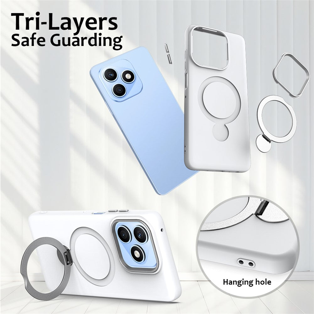 For Honor X8d 4G Magnetic Case Rotating Ring Kickstand TPU + PC Back Cover