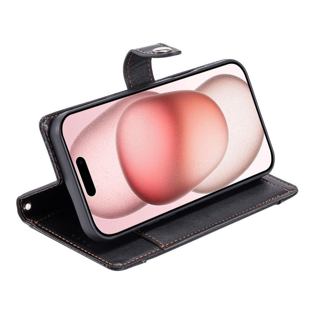 Wallet Case for iPhone 18 Pro Max / 17 Pro Max Litchi Texture Zipper Pocket Stand Leather Flip Phone Cover with Wrist Strap