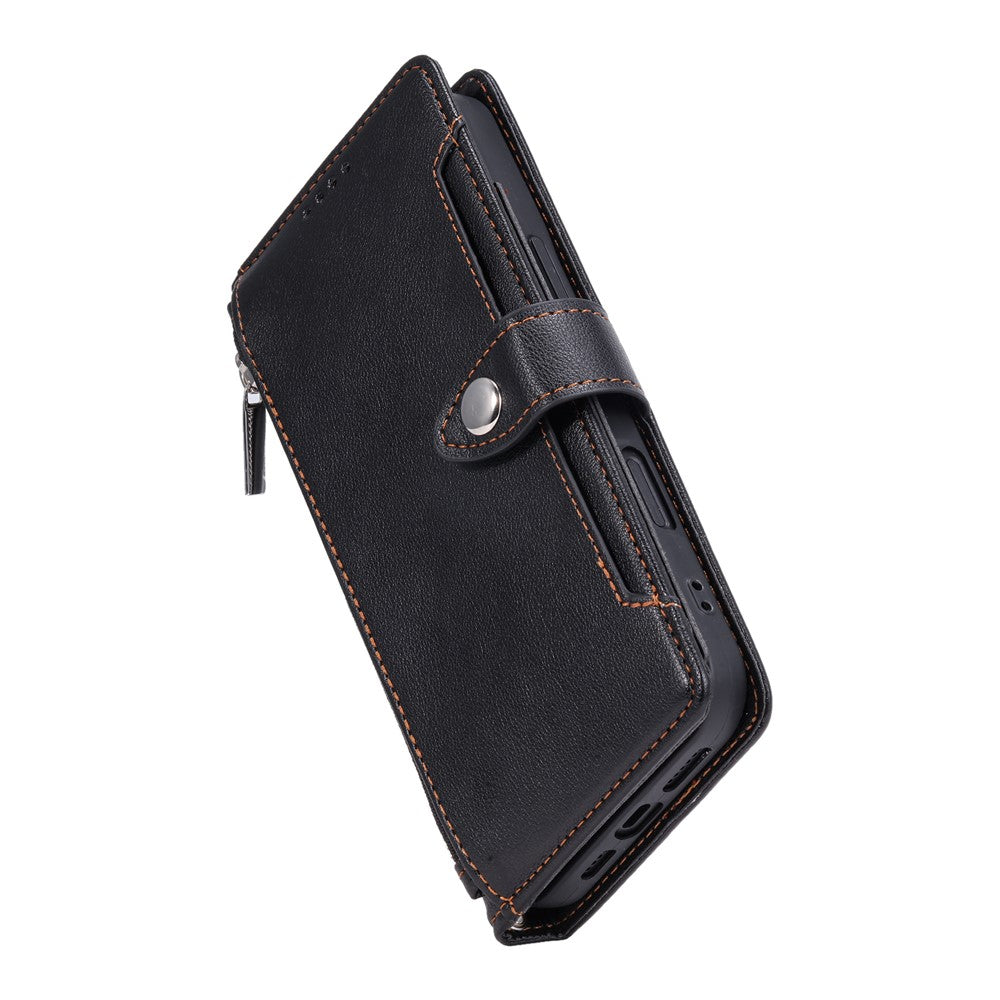 Wallet Case for Google Pixel 11  /  11 Pro Litchi Texture Zipper Pocket Stand Leather Flip Phone Cover with Wrist Strap