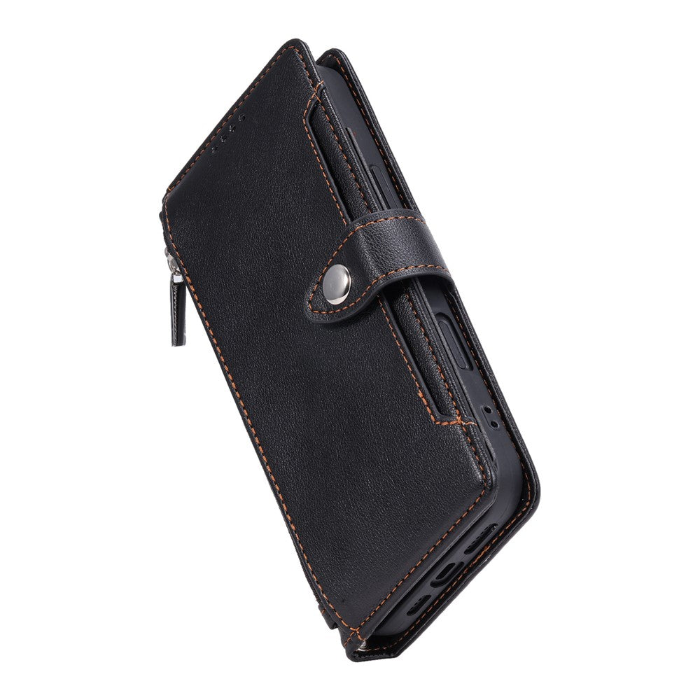 Wallet Case for Google Pixel 11 Pro XL Litchi Texture Zipper Pocket Stand Leather Flip Phone Cover with Wrist Strap