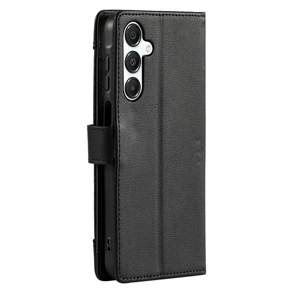 Wallet Case for Samsung Galaxy A27 5G Litchi Texture Zipper Pocket Stand Leather Flip Phone Cover with Wrist Strap