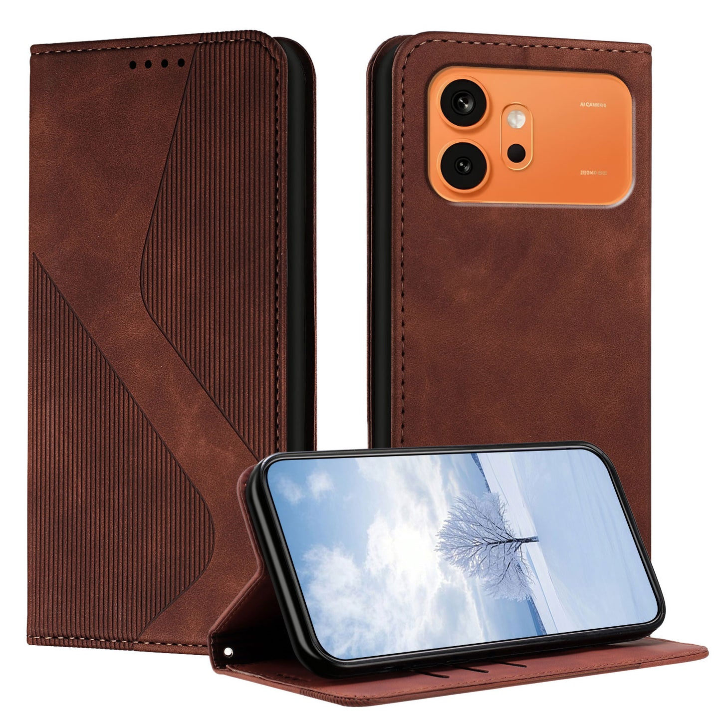 For Honor 600 Pro 5G / Honor 600 5G Phone Cover Skin-touch Feel Leather Wallet Case with Stand
