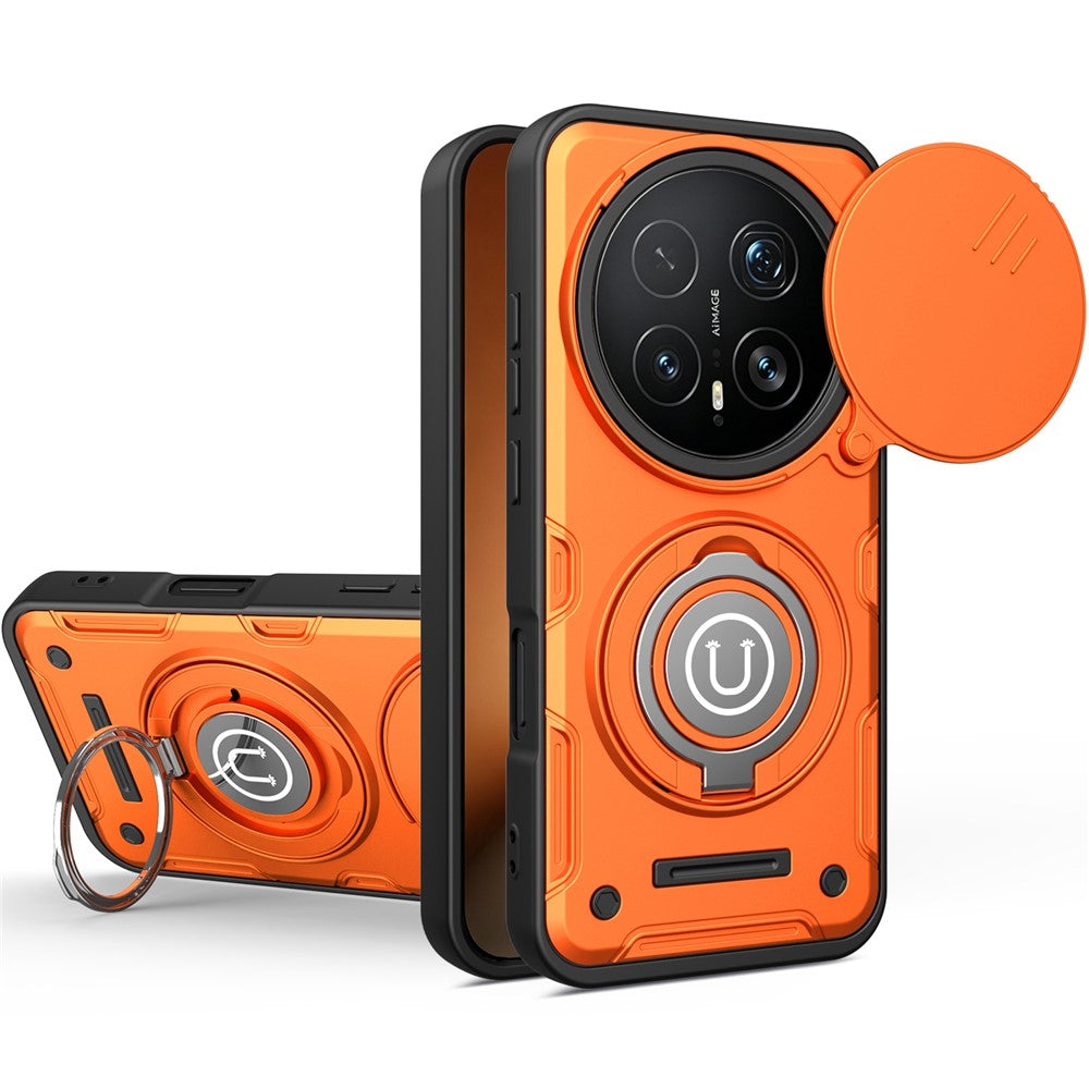 For Honor Magic8 Pro 5G Case with Slide Camera Cover Ring Kickstand PC + TPU Phone Shell