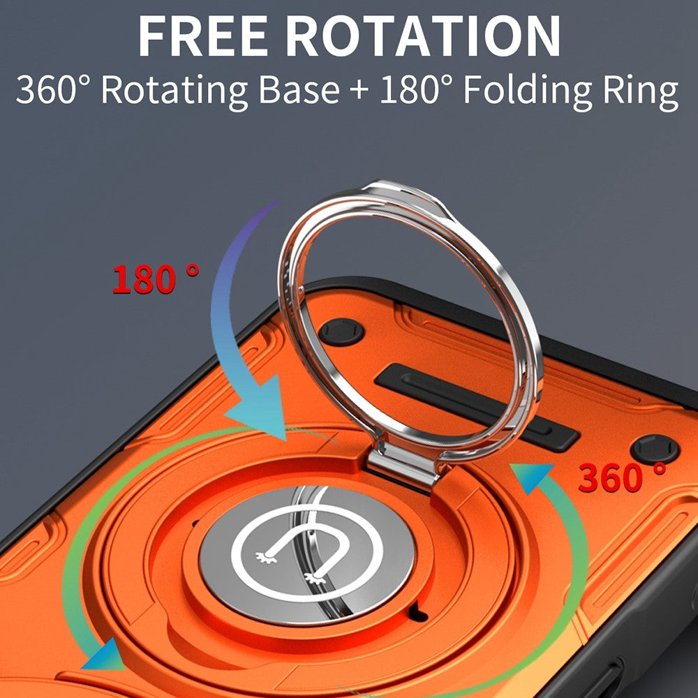 For Honor Magic8 Pro 5G Case with Slide Camera Cover Ring Kickstand PC + TPU Phone Shell