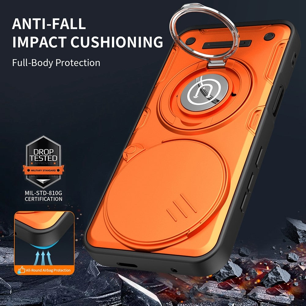 For Honor Magic8 Pro 5G Case with Slide Camera Cover Ring Kickstand PC + TPU Phone Shell
