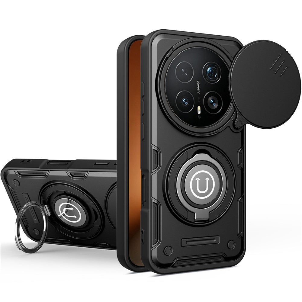 For Honor Magic8 Pro 5G Case with Slide Camera Cover Ring Kickstand PC + TPU Phone Shell