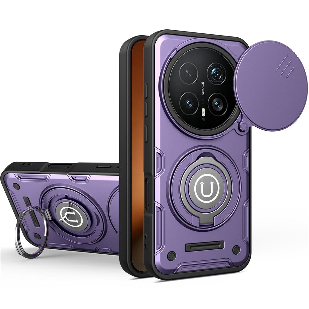 For Honor Magic8 Pro 5G Case with Slide Camera Cover Ring Kickstand PC + TPU Phone Shell