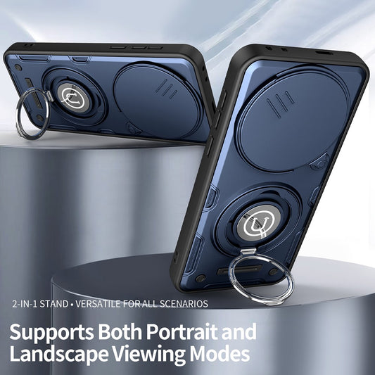 Honor Magic7 Pro 5G Handyhülle – mit Schiebekamera-Abdeckungsring, Ständer, PC + TPU