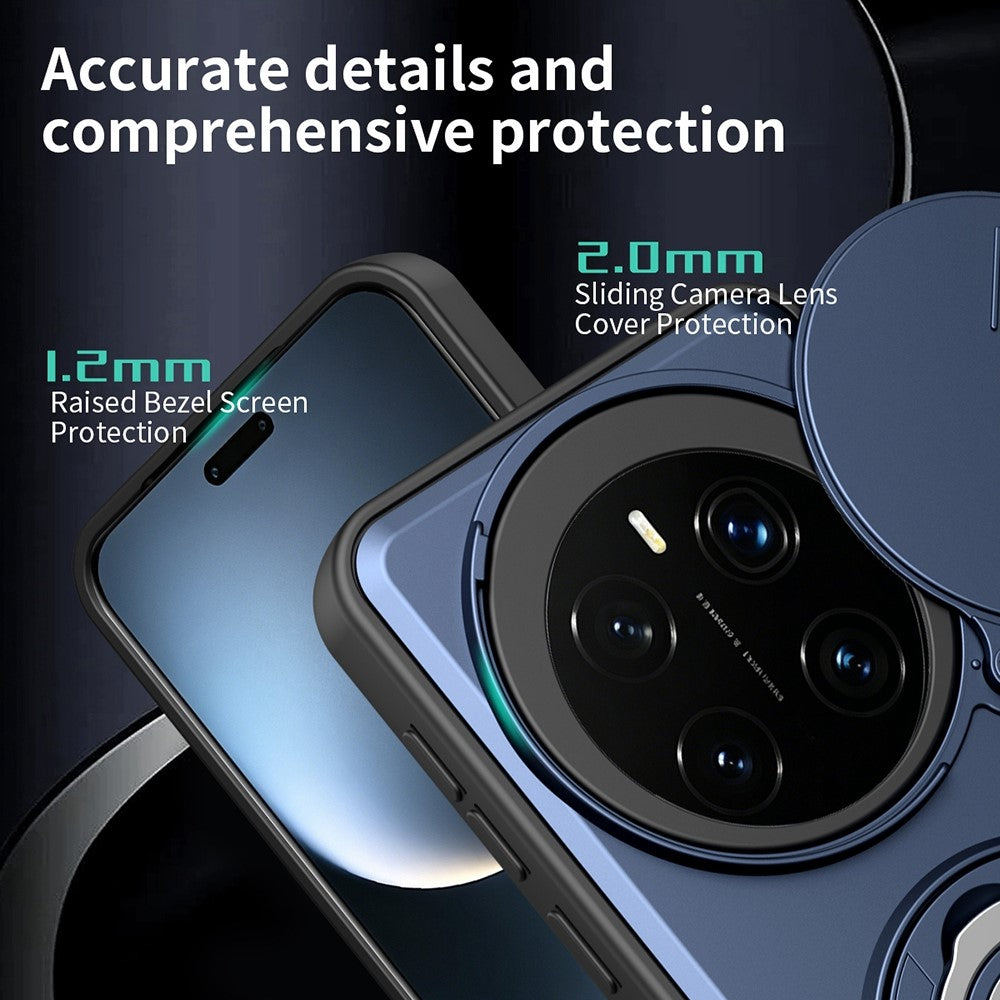 For Honor Magic7 Pro 5G Case with Slide Camera Cover Ring Kickstand PC + TPU Phone Shell