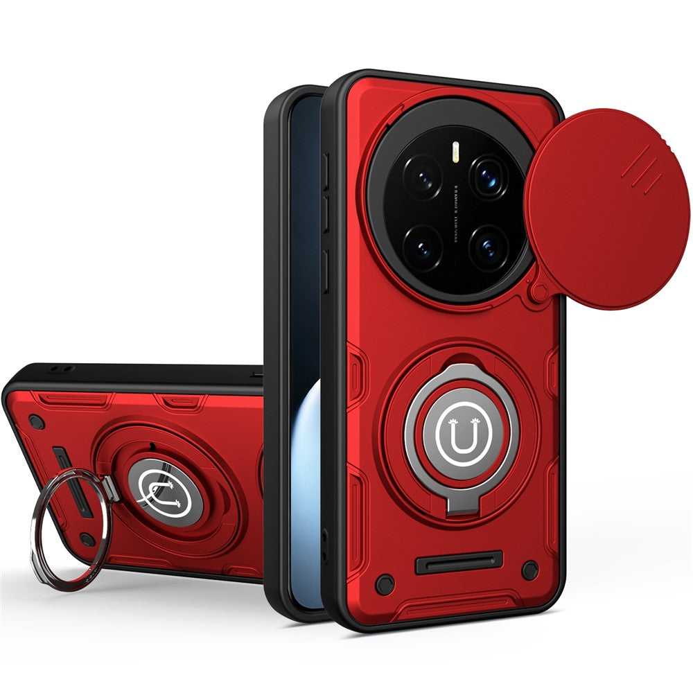 For Honor Magic7 Pro 5G Case with Slide Camera Cover Ring Kickstand PC + TPU Phone Shell