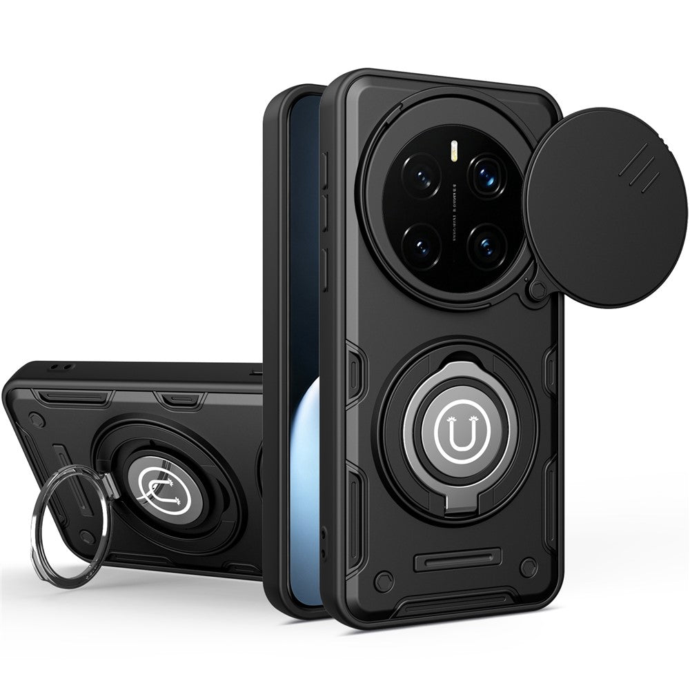 For Honor Magic7 Pro 5G Case with Slide Camera Cover Ring Kickstand PC + TPU Phone Shell