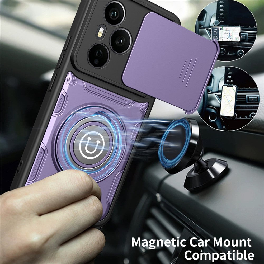 For Honor 400 Pro 5G (Global) Case with Slide Camera Cover Ring Kickstand PC + TPU Phone Shell