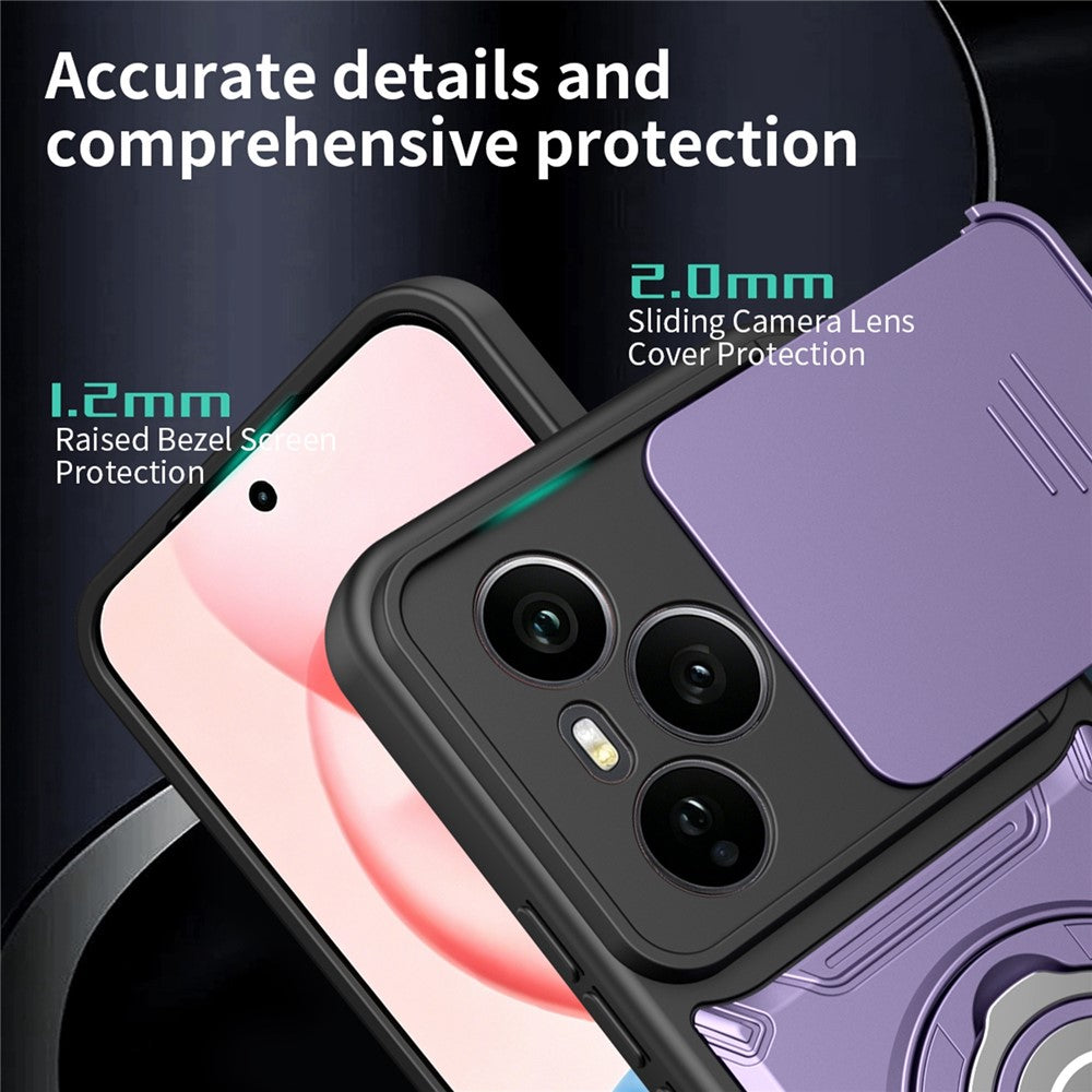 For Honor 400 Pro 5G (Global) Case with Slide Camera Cover Ring Kickstand PC + TPU Phone Shell