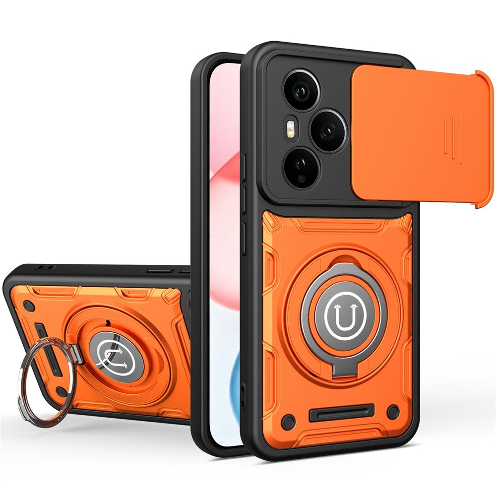 For Honor 400 Pro 5G (Global) Case with Slide Camera Cover Ring Kickstand PC + TPU Phone Shell
