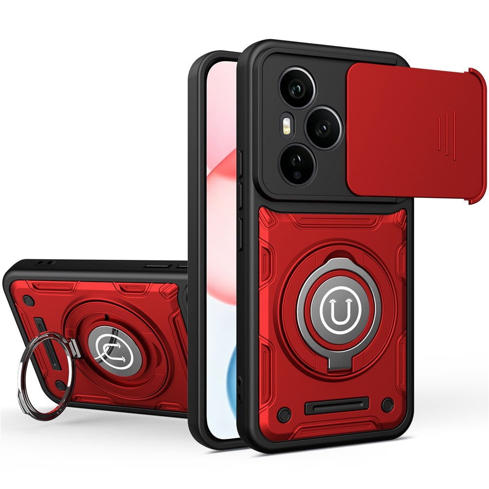 For Honor 400 Pro 5G (Global) Case with Slide Camera Cover Ring Kickstand PC + TPU Phone Shell