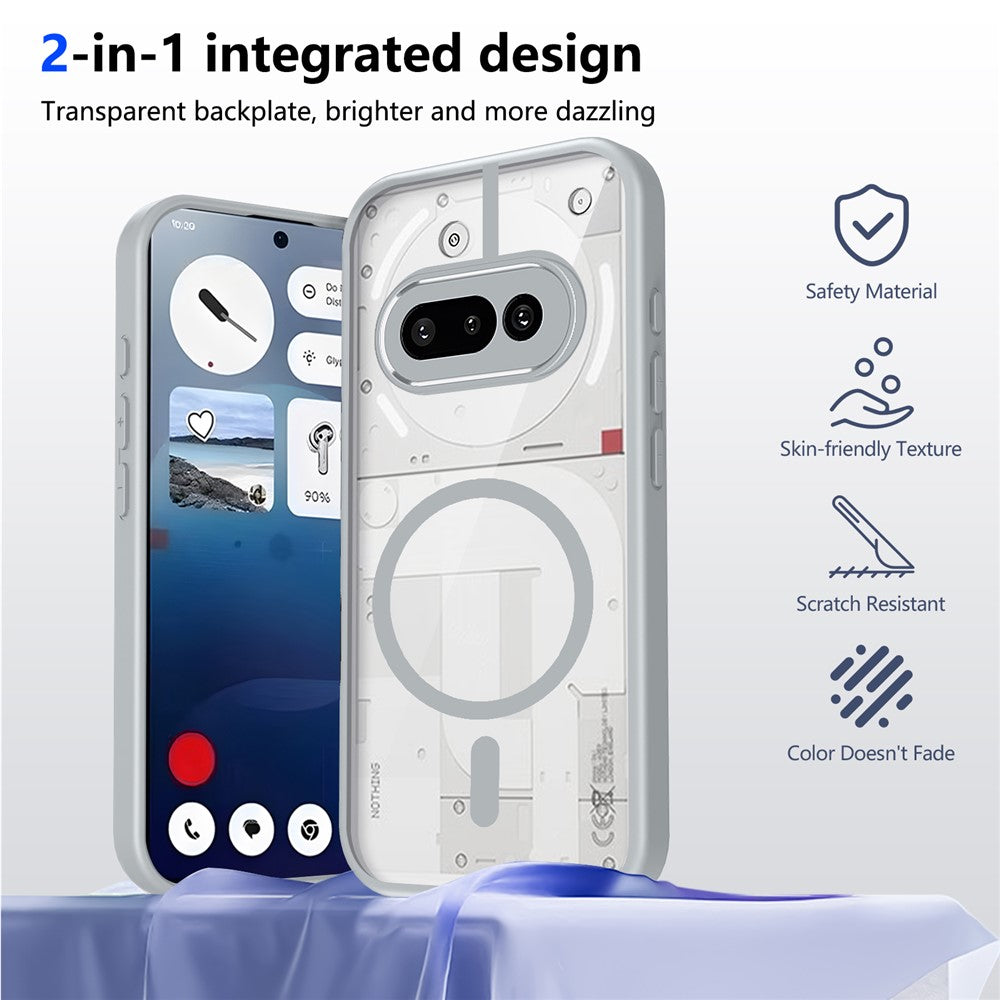 For Nothing Phone (3a) Magnetic Case Transparent PC + TPU Shockproof Skin-friendly Phone Cover