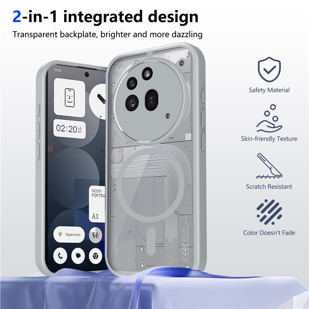 For Nothing Phone (3a) Pro Magnetic Case Transparent PC + TPU Shockproof Skin-friendly Phone Cover