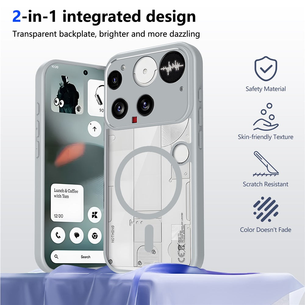 For Nothing Phone (3) 5G Magnetic Case Transparent PC + TPU Shockproof Skin-friendly Phone Cover