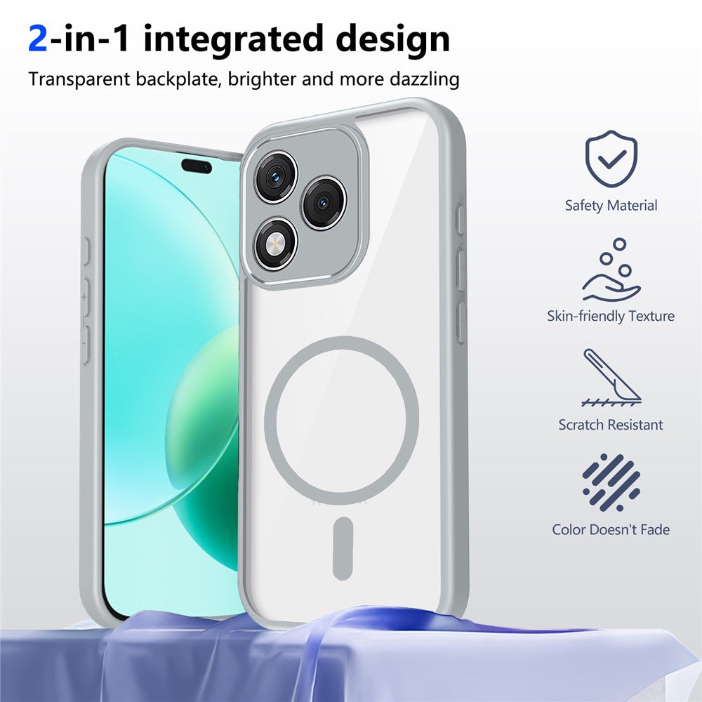 For Honor 600 Lite 5G / 500 Smart 5G Magnetic Case Transparent PC + TPU Shockproof Skin-friendly Phone Cover