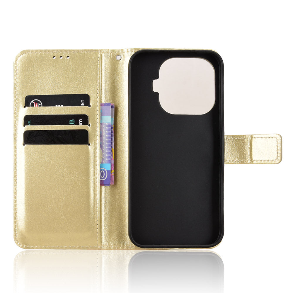 For Xiaomi 17T PU Leather Case with Strap Crazy Horse Texture Phone Wallet Cover