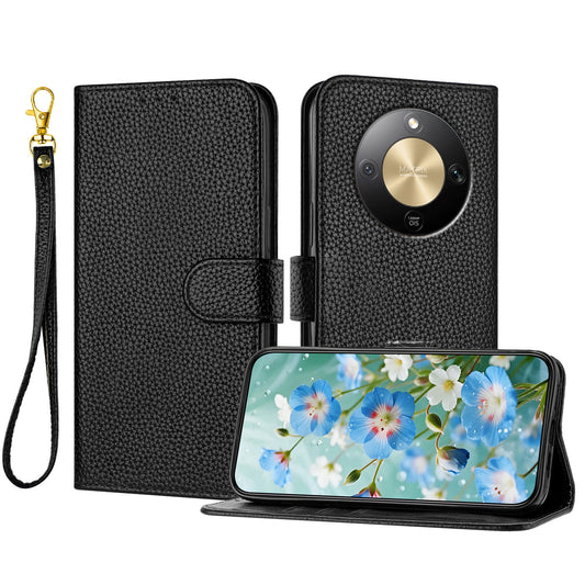 Honor X70 5G / Honor X9d 5G / Honor Magic8 Lite 5G Handyhülle – Ledertasche mit Litchi-Textur, Brieftaschenständer, Fallschutz- mit Handschlaufe