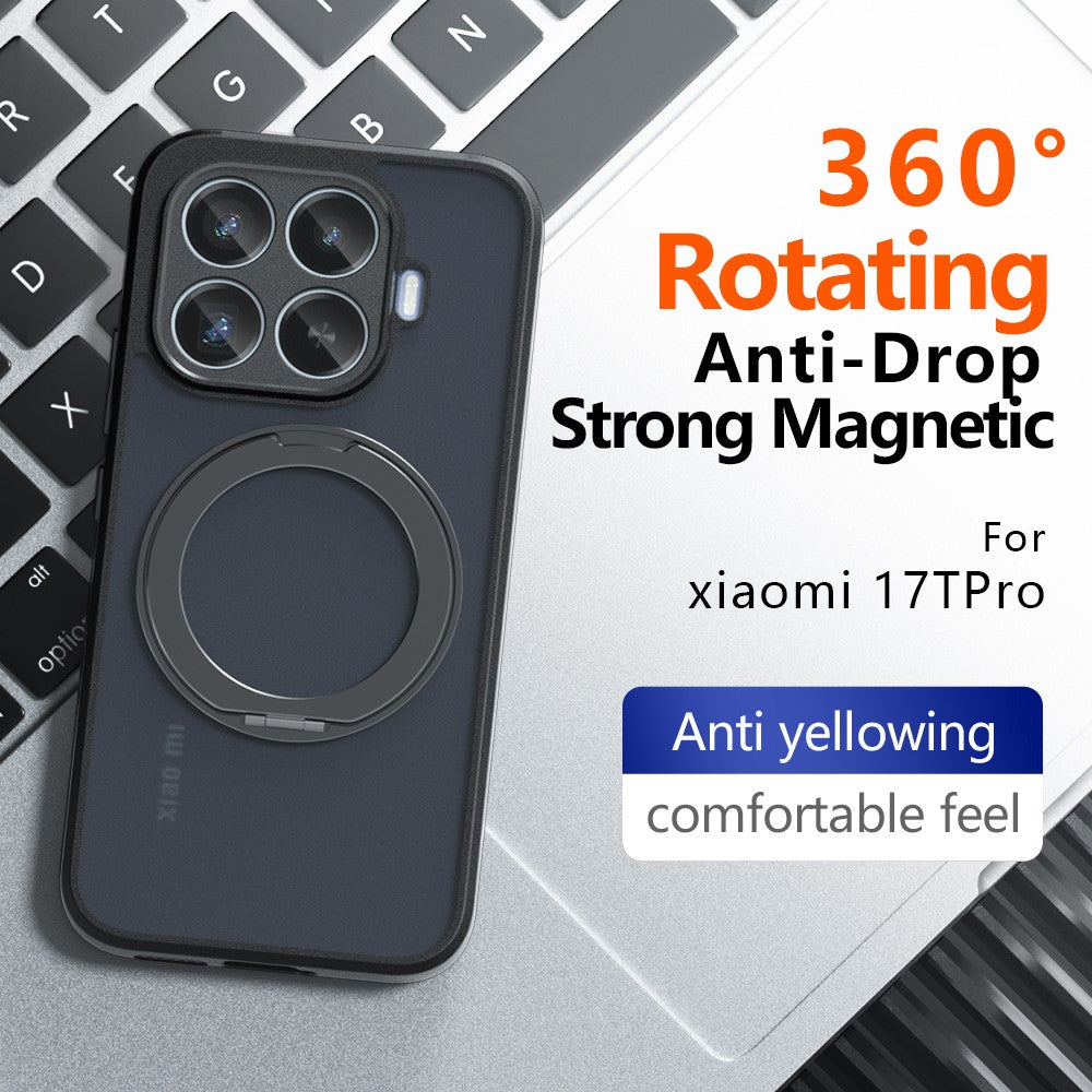 Xiaomi 17T Pro – Magnetische Handyhülle aus Metall, Kunststoff und TPU, mit Ständer, stoßfest, mit Soft-Touch-Oberfläche