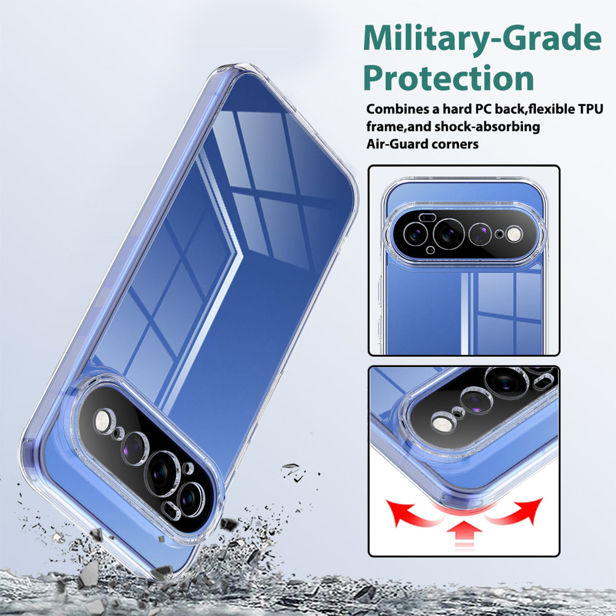 For Google Pixel 11 Pro XL Clear Phone Case TPU+Acrylic Shockproof Phone Back Cover