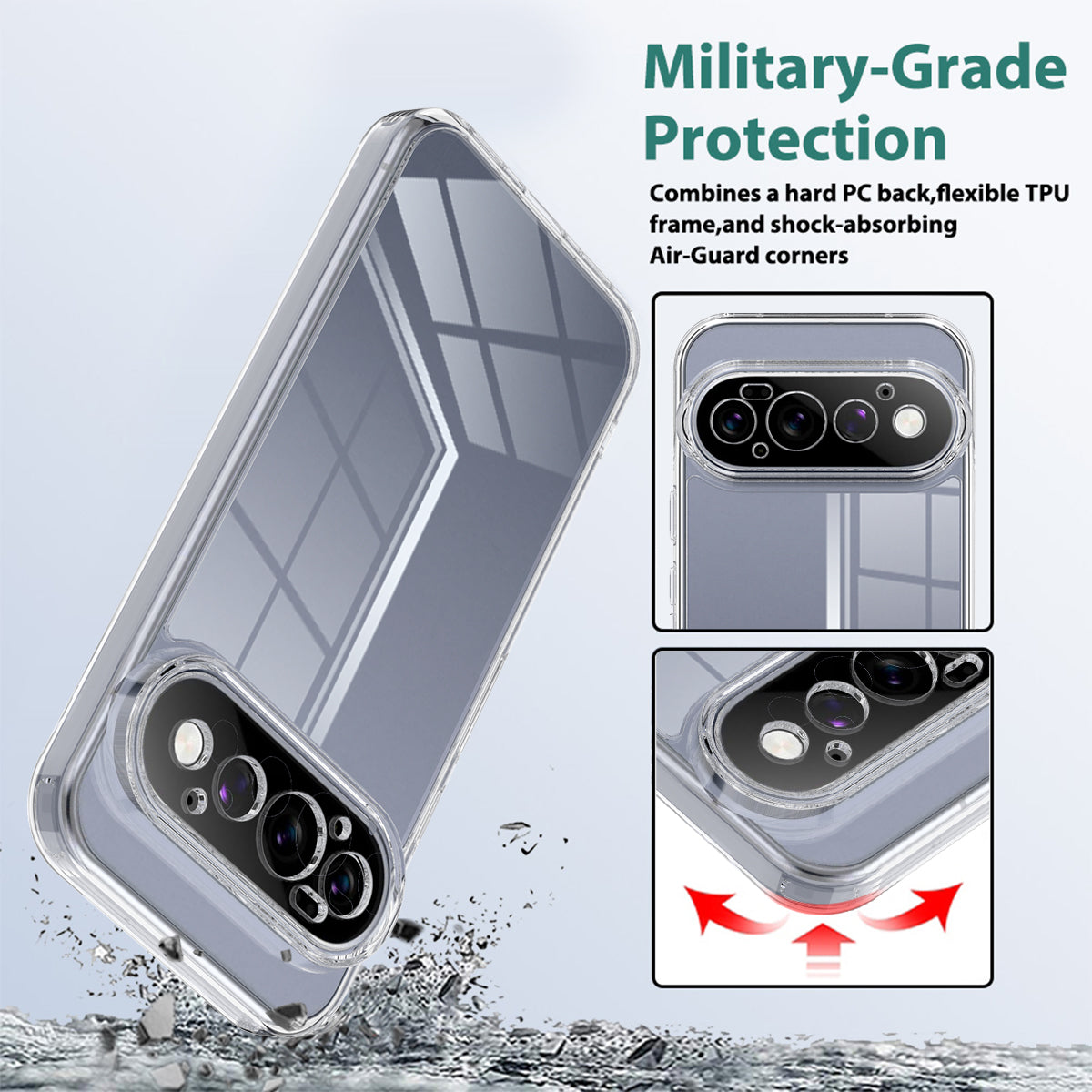 For Google Pixel 11 Pro Clear Phone Case TPU+Acrylic Shockproof Phone Back Cover