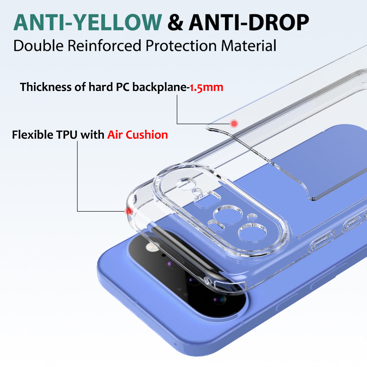 For Google Pixel 11 Clear Phone Case TPU+Acrylic Shockproof Phone Back Cover