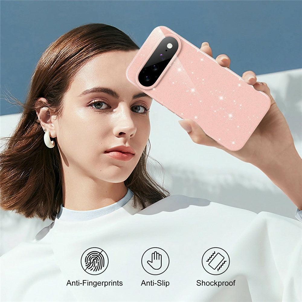 For Google Pixel 11 Magnetic Case Glitter TPU Shockproof Phone Cover with Lanyard