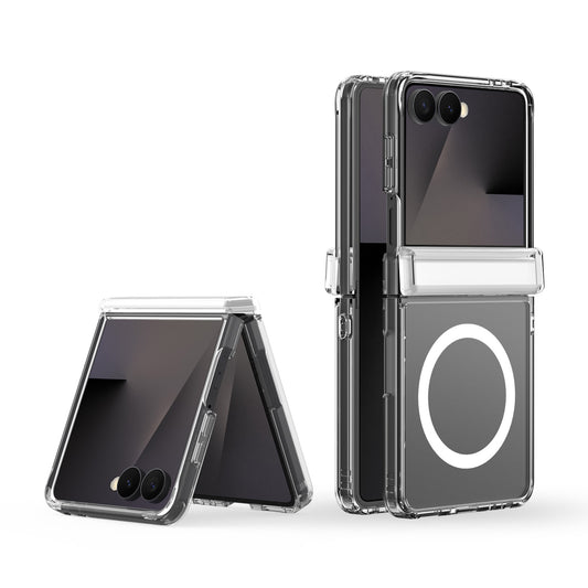 Galaxy Z Flip8 – Magnetische transparente Handyhülle aus Metall, Kunststoff und TPU