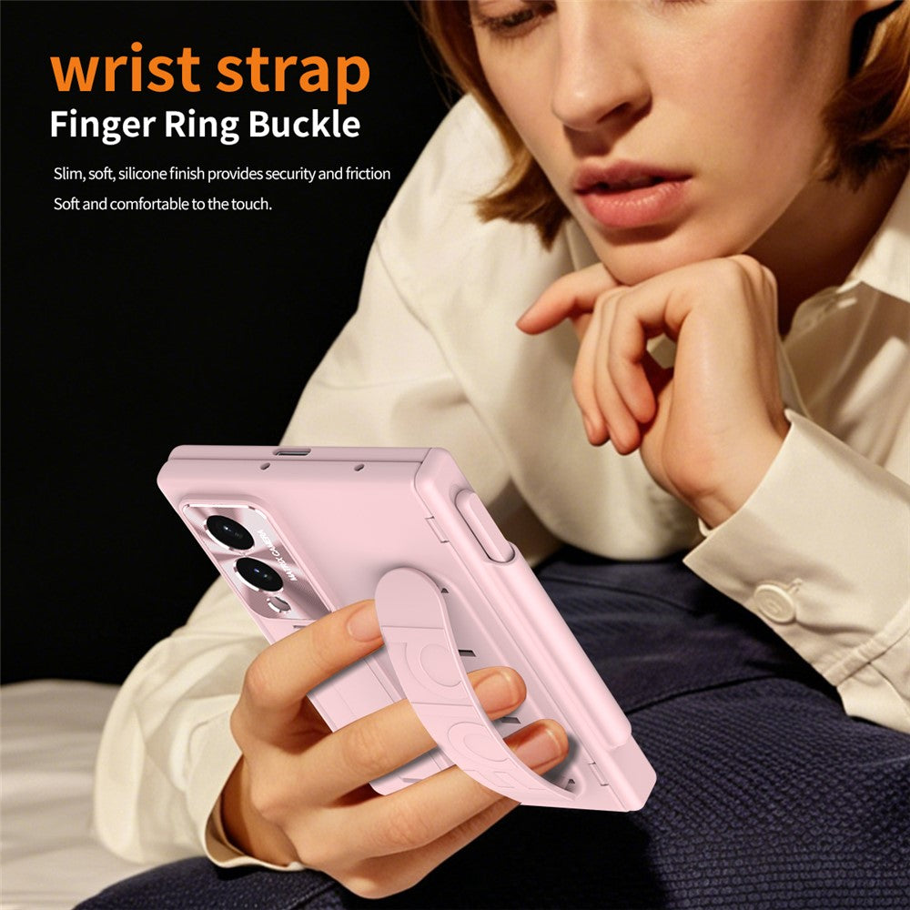 For Samsung Galaxy Z Fold8 Case Kickstand Wristband Hard PC Phone Cover with Pen Slot / Stylus