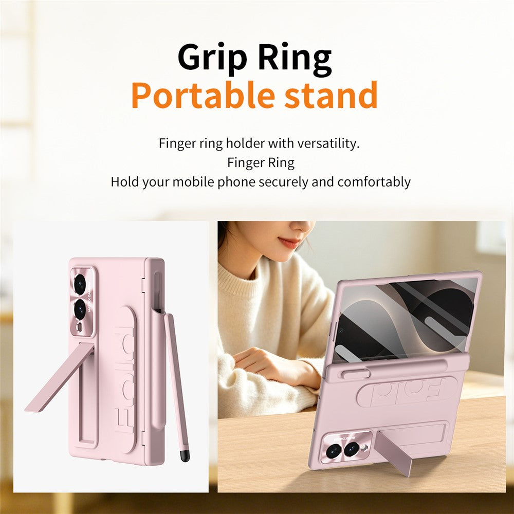 For Samsung Galaxy Z Fold8 Case Kickstand Wristband Hard PC Phone Cover with Pen Slot / Stylus