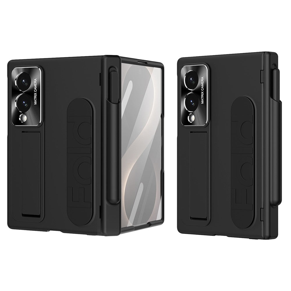 For Samsung Galaxy Z Fold8 Case Kickstand Wristband Hard PC Phone Cover with Pen Slot / Stylus