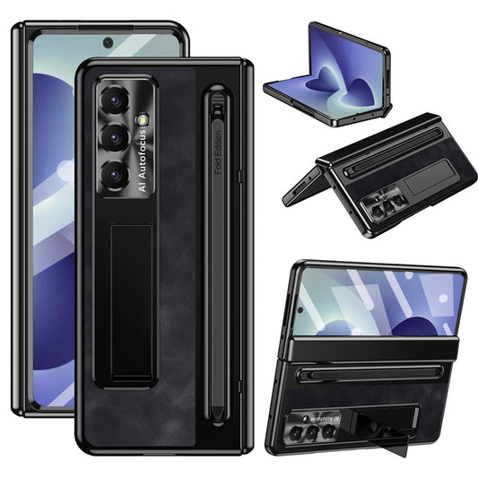 Galaxy Z Fold8 Ultra – Handyhülle aus Kunststoff und PU-Leder, mit Ständer, mit Displayschutz, mit Stifthalter