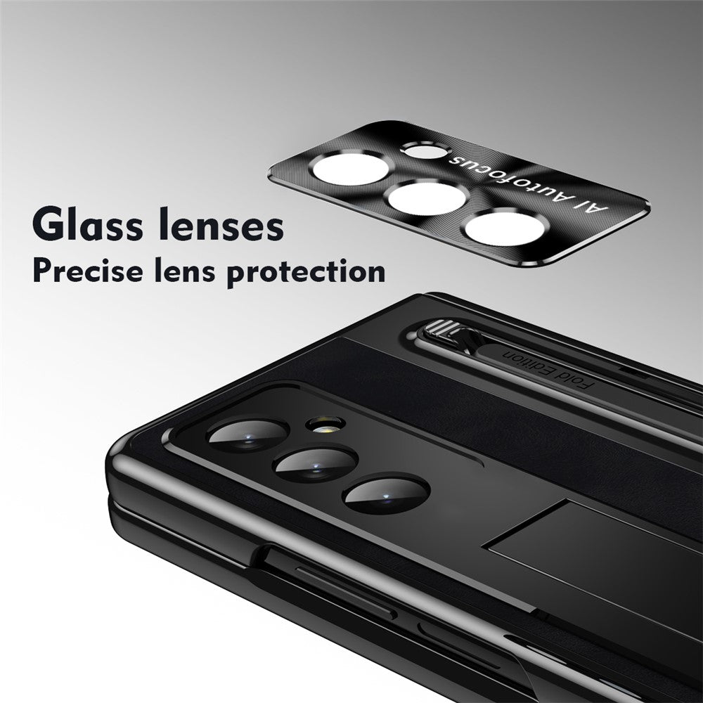 For Samsung Galaxy Z Fold8 Ultra Case Leather+PC Kickstand Phone Cover with Tempered Glass Film, Stylus