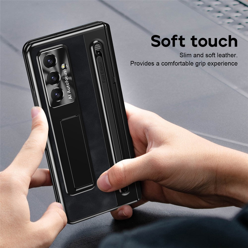 For Samsung Galaxy Z Fold8 Ultra Case Leather+PC Kickstand Phone Cover with Tempered Glass Film, Stylus