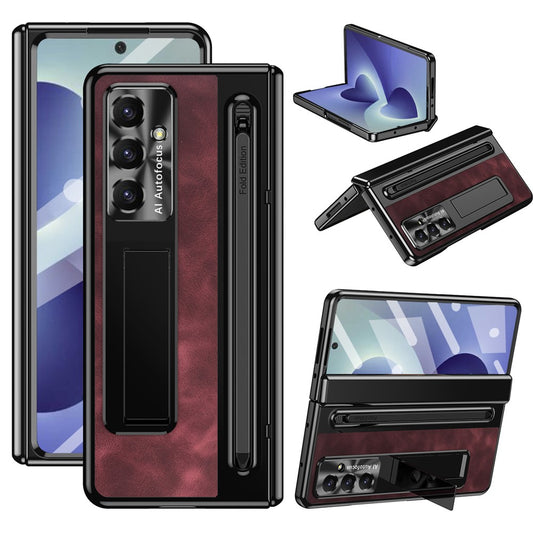 Galaxy Z Fold8 Ultra – Handyhülle aus Kunststoff und PU-Leder, mit Ständer, mit Displayschutz, mit Stifthalter