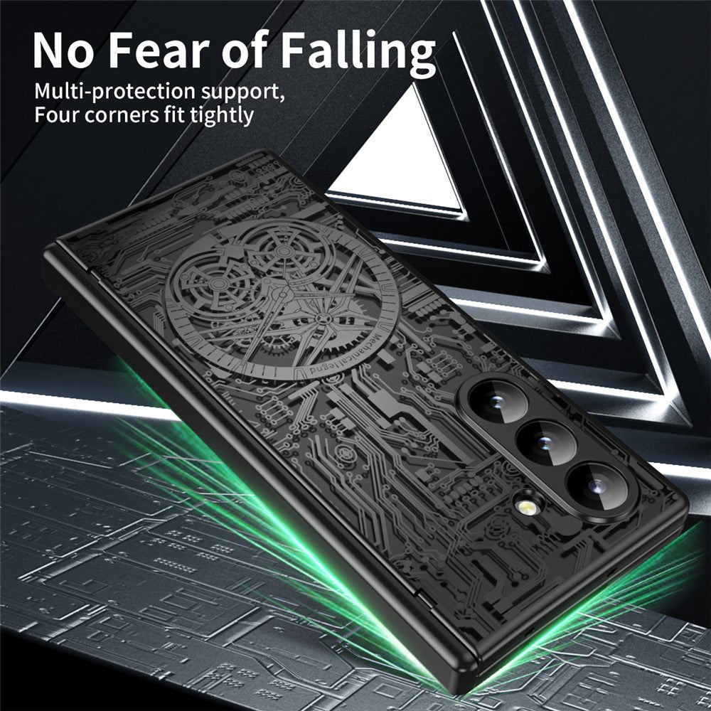 For Samsung Galaxy Z Fold8 Ultra Case Mechanical Legend Electroplating PC Phone Cover with Screen Film