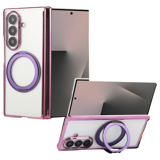 Galaxy Z Fold7 5G – Magnetische transparente Handyhülle aus Metall und Kunststoff, mit Ständer