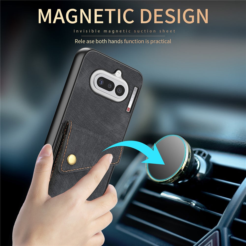 For Nothing Phone (4a) Case with Card Holder Kickstand Leather Phone Back Cover