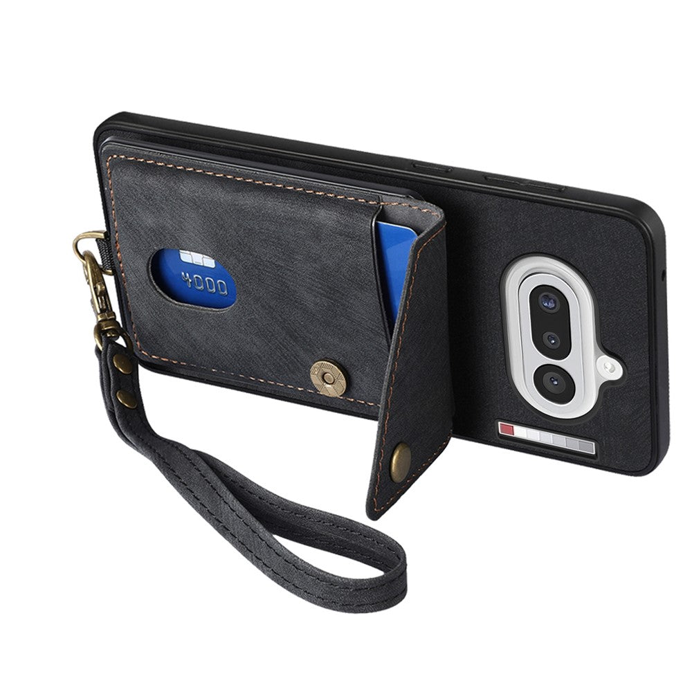 For Nothing Phone (4a) Case with Card Holder Kickstand Leather Phone Back Cover