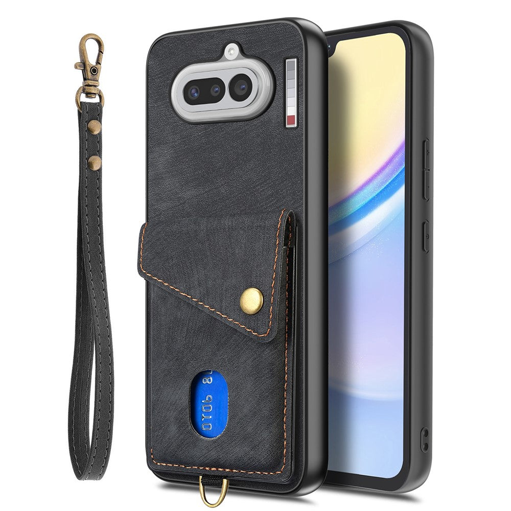 For Nothing Phone (4a) Case with Card Holder Kickstand Leather Phone Back Cover